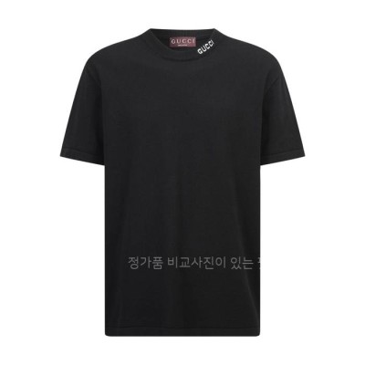 구* 넥 로고 니트 반팔