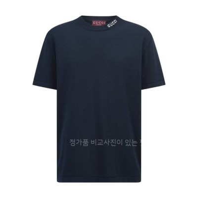 구* 넥 로고 니트 반팔